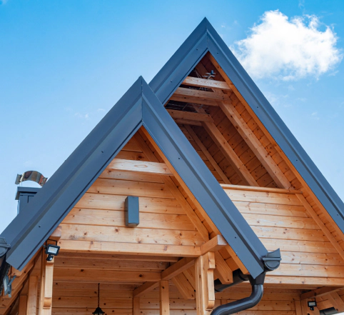 wooden housing construction with timber frame